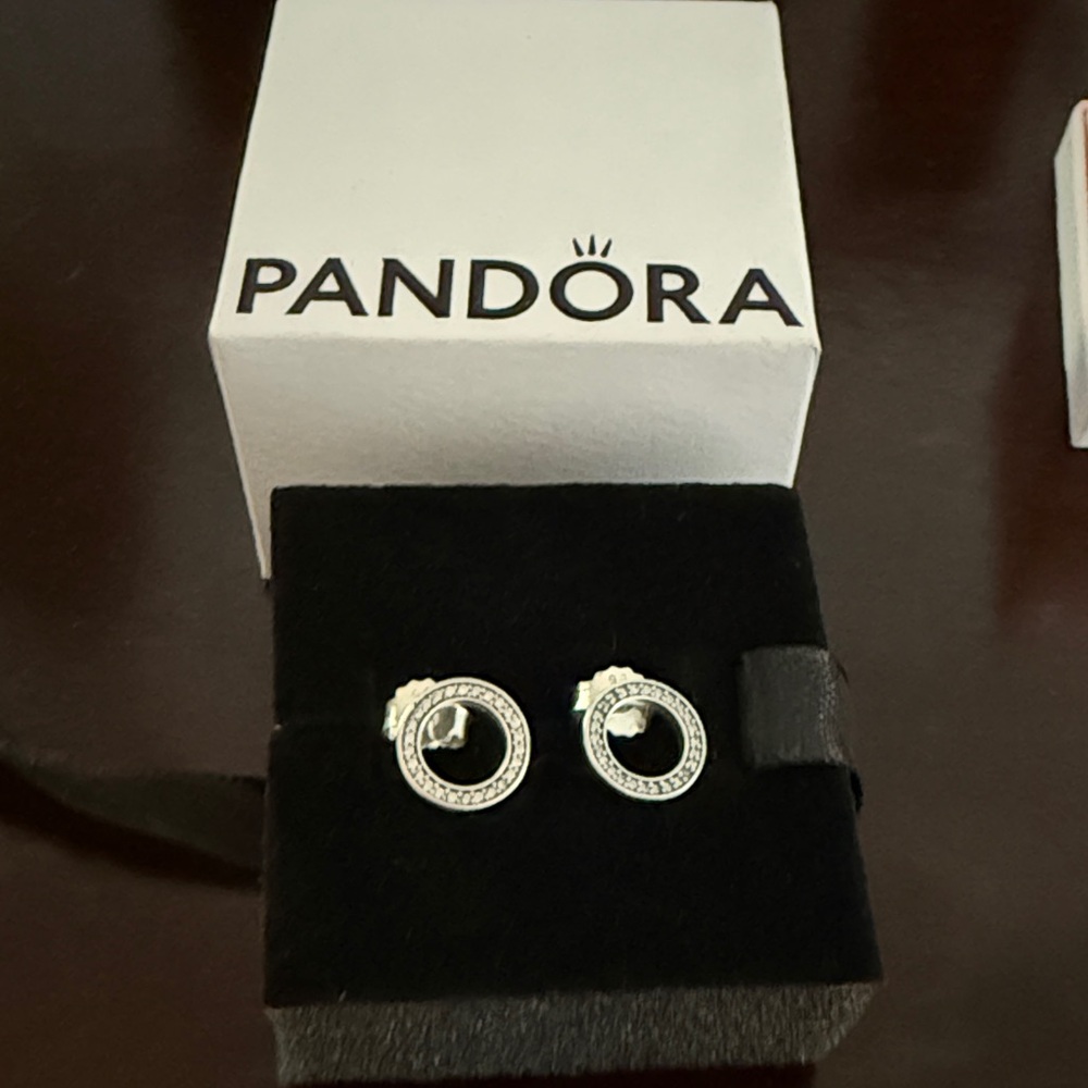 Pandora Sterling Silver Circle Earrings with Cubic Zirconia
